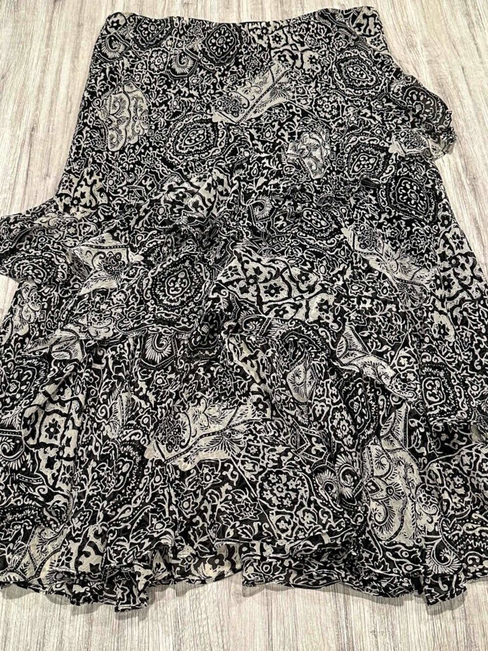 Lauren Ralph Lauren Black Cream Paisley Print Maxi Skirt Women's Large